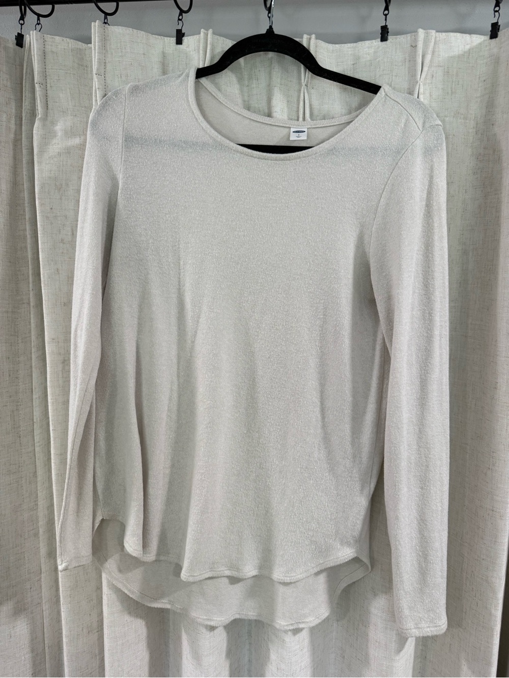 Old Navy Light Cream Long-Sleeve Shimmer Top